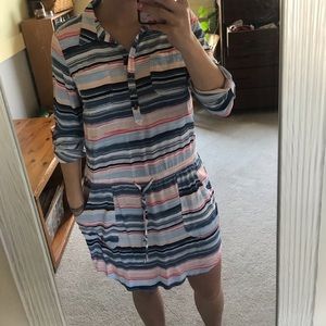 Stripped lose dress with buttons